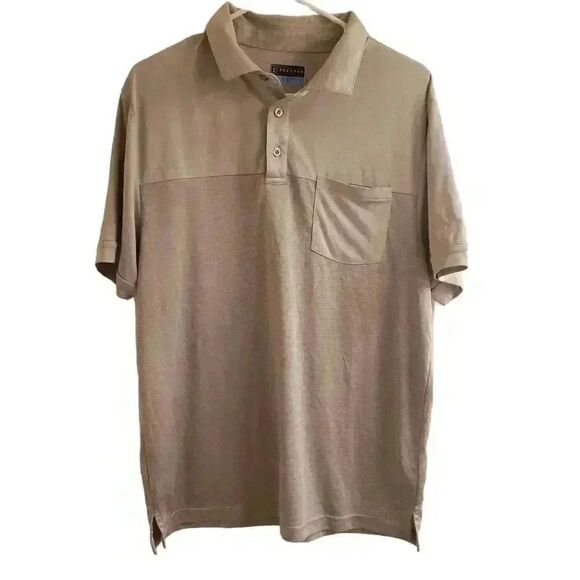 PGA Tour Men's Gray Striped Short Sleeve Performance - Picture 1 of 10